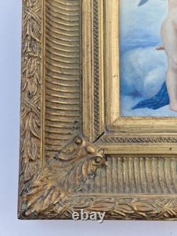 Huile sur panneau L'Amour et Psyché enfants signé tableau ancien peinture cadre