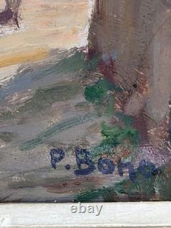 Huile sur panneau Primitif BONO signé Soir à Bernex Suisse ancien tableau