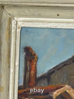 Huile sur panneau Primitif BONO signé Soir à Bernex Suisse ancien tableau