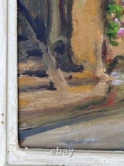 Huile sur panneau Primitif BONO signé Soir à Bernex Suisse ancien tableau