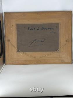 Huile sur panneau Primitif BONO signé Soir à Bernex Suisse ancien tableau
