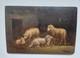 Huile sur panneau bois XIX sc&egrave;ne anim&eacute; moutons animaux Sign&eacute; tableau ancien