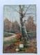 Huile sur toile 5P XIX paysage de forêt XIX arbre bouleau signé tableau ancien