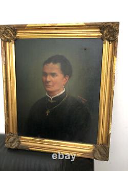 Huile sur toile Portrait XIX Comtesse de Vaujany 1892 Ancien tableau 78X67cm