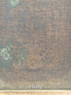 Huile sur toile nature morte bouquet de fleurs Tableau ancien XIX Signé HST