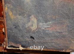 Huile sur toile tableau ancien peinture XVIII école Française signé mousquetaire