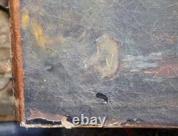 Huile sur toile tableau ancien peinture XVIII école Française signé mousquetaire