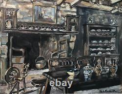 INTERIEUR BRETON signé FONTINELLE 20e BRETAGNE tableau ancien vintage antique §