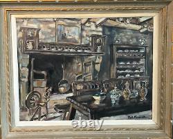 INTERIEUR BRETON signé FONTINELLE 20e BRETAGNE tableau ancien vintage antique §