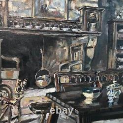 INTERIEUR BRETON signé FONTINELLE 20e BRETAGNE tableau ancien vintage antique §