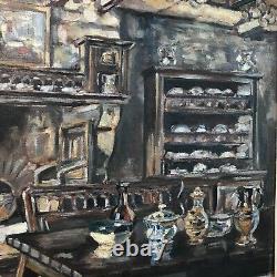 INTERIEUR BRETON signé FONTINELLE 20e BRETAGNE tableau ancien vintage antique §