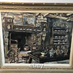 INTERIEUR BRETON signé FONTINELLE 20e BRETAGNE tableau ancien vintage antique §