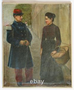 IRUBE, officier, la discussion, seduction, irube 1900, TABLEAU ANCIEN