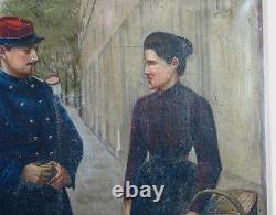 IRUBE, officier, la discussion, seduction, irube 1900, TABLEAU ANCIEN