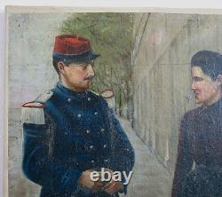 IRUBE, officier, la discussion, seduction, irube 1900, TABLEAU ANCIEN