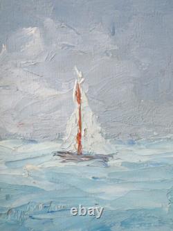 Impressionnisme, Tableau ancien, HSP, La régate, Voiliers, Signé à identifier