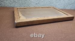 Joli Tableau Ancien Huile Sur Papier Paysage Lac Signature à identifier 27 x19cm