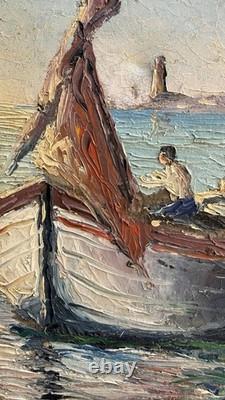 Joseph Nattero (1904-1984) Tableau Ancien signé Marine Port Marseille
