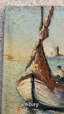 Joseph Nattero (1904-1984) Tableau Ancien signé Marine Port Marseille
