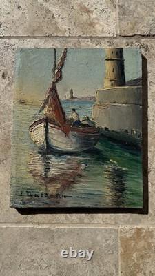 Joseph Nattero (1904-1984) Tableau Ancien signé Marine Port Marseille