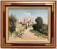 LEROUX Georges Tableau Ancien Paysage Animé Village Provençal Provence Peinture