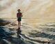 Le Petit Pêcheur, Huile Sur Toile Signée M. Durand 1932, Tableau Ancien, XXe