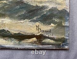 Le Petit Pêcheur, Huile Sur Toile Signée M. Durand 1932, Tableau Ancien, XXe