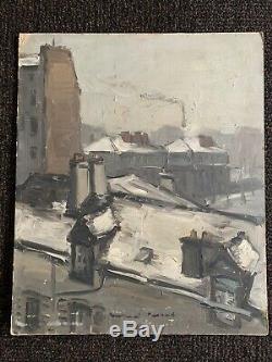 Léopold PASCAL tableau ancien peinture paysage neige Paris peintre de la marine