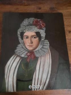 Lot 2 Huile Toile Et Carton Portrait Ancien Tableau