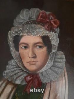 Lot 2 Huile Toile Et Carton Portrait Ancien Tableau