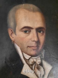 Lot 2 Huile Toile Et Carton Portrait Ancien Tableau