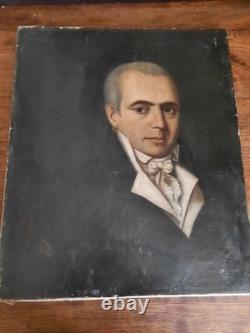 Lot 2 Huile Toile Et Carton Portrait Ancien Tableau