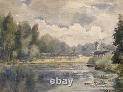 Lot 3 Anciens tableaux XIX paysage lacustre Impressionnisme contresigné Hoffmann