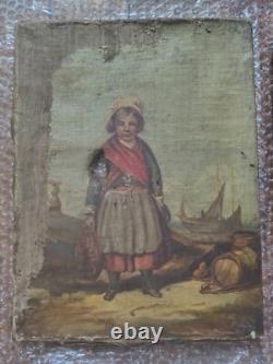 Lot scènes Tableaux peinture ancienne 1877 French Painting à restaurer signé