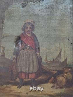 Lot scènes Tableaux peinture ancienne 1877 French Painting à restaurer signé