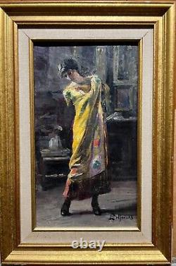 Louis Delfau (1871-1937) Danseuse Catalane à L'atelier, 1918 tableau ancien