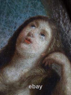 Madeleine pénitente ancien tableau religieux peinture huile toile 17ème siècle