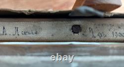 Magnifique Tableau Ancien A. MARIE Scène de Pêche en Bord de Mer Huile