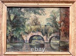 Marie-Antoinette NADALON-HALLEZ, Pont sur la Vienne à Limoges, tableau ancien