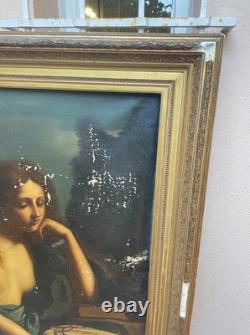 Marie Madeleine, grand format, huile sur toile à restaurer, tableau ancien