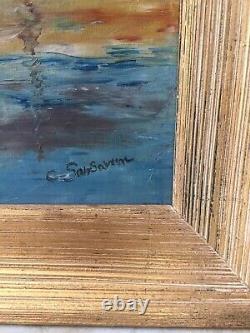Marine huile sur toile signée C San. Savene, tableau, peinture ancienne