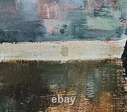Marine huile sur toile, tableau ancien, signé daté 1956, Bretagne Pays Bigouden