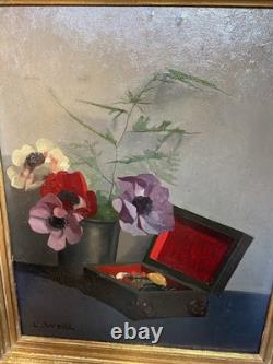 Nature Morte par Weill, Nabi dn Goût De Vallotton Tableau Ancien Huile Art Déco
