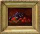 Nature morte aux cerises et papillon XIXe HUILE MONOGRAMME TABLEAU ANCIEN CADRE