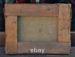 Nature morte aux cerises et papillon XIXe HUILE MONOGRAMME TABLEAU ANCIEN CADRE