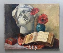Nature morte, huile sur toile, tableau ancien, peinture, XXe