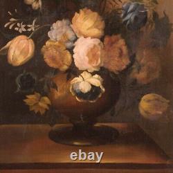 Nature morte vase avec fleurs style ancien peinture huile sur toile tableau 900