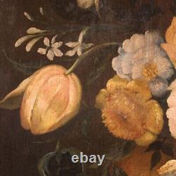 Nature morte vase avec fleurs style ancien peinture huile sur toile tableau 900