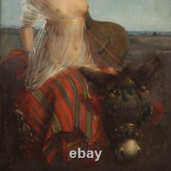 Nu de femme huile sur toile peinture ancienne gitane ne tableau 19ème siècle