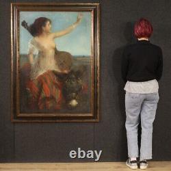 Nu de femme huile sur toile peinture ancienne gitane ne tableau 19ème siècle